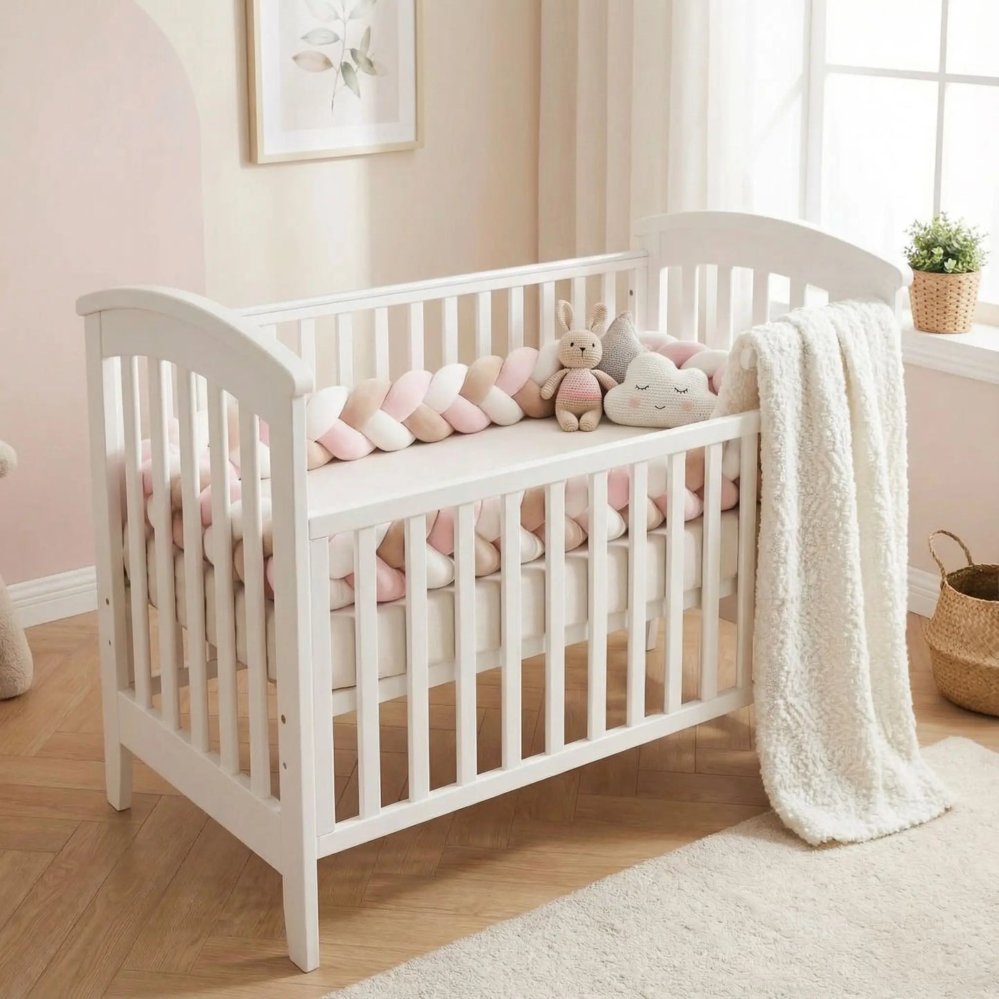 tresse pour lit bebe moka rose blanc cocon douillet