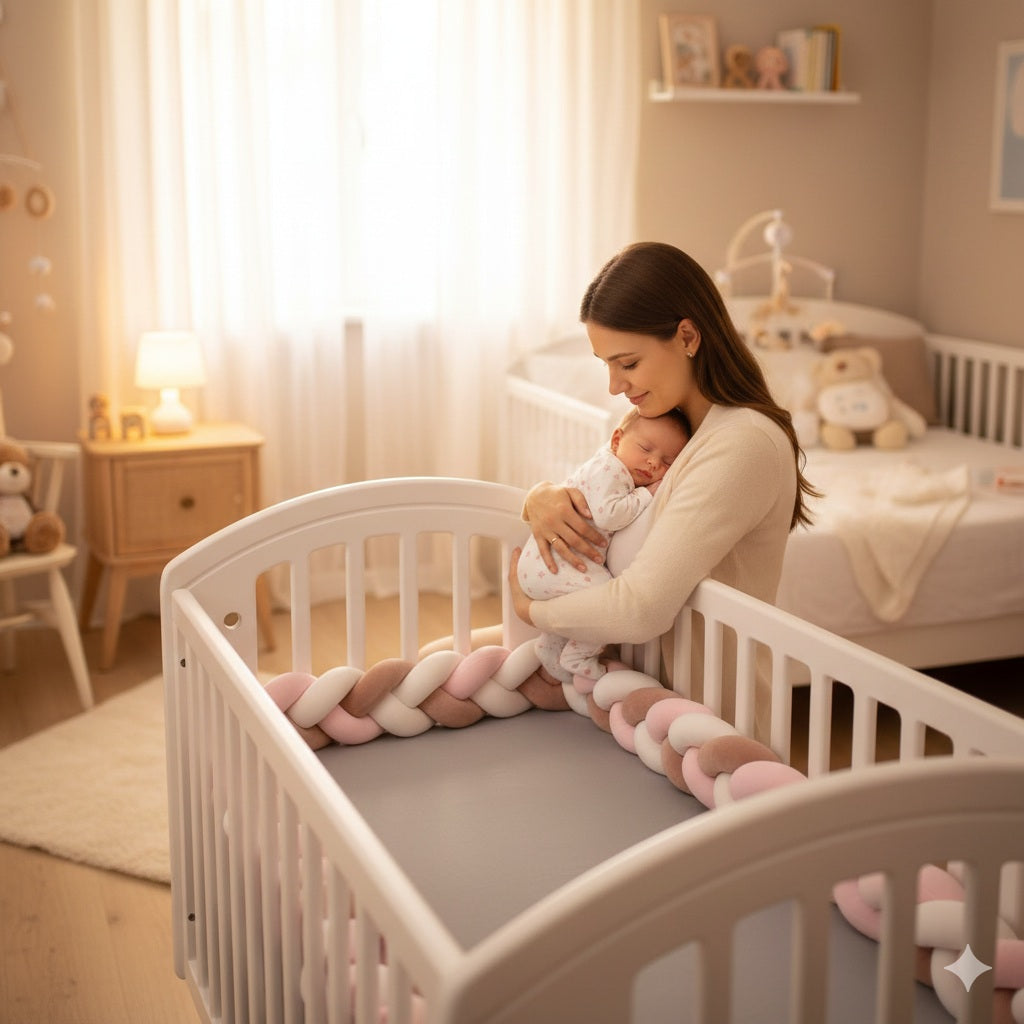 tresse pour lit bebe moka rose blanc confort chaleureux