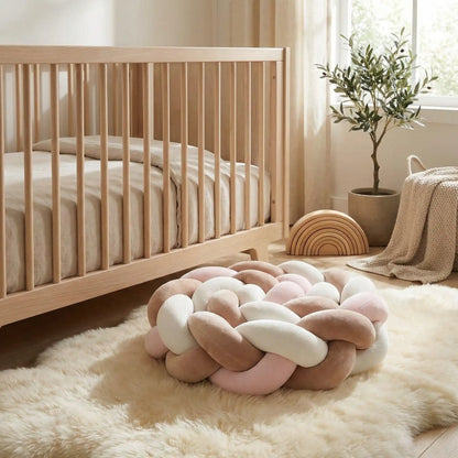 tresse pour lit bebe moka rose blanc enveloppante douce