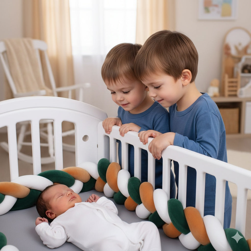 tresse pour lit bebe moka vert blanc chaleureuse douce