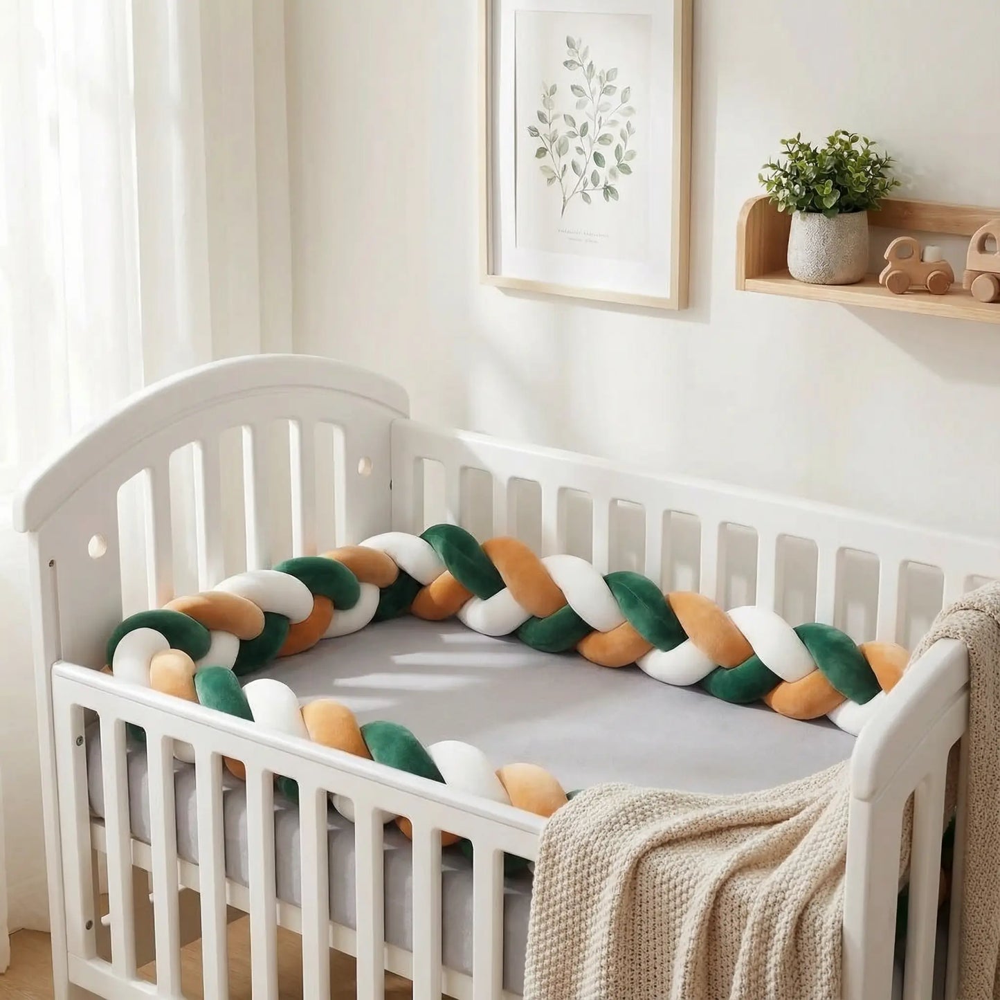 tresse pour lit bebe moka vert blanc environnement douillet