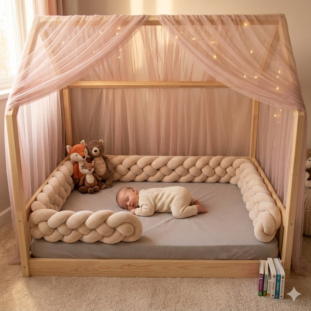 tresse tour de lit cabane beige douceur protectrice