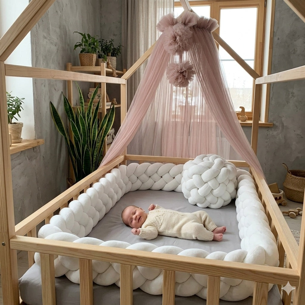 tresse tour de lit cabane blanche bulle de confort