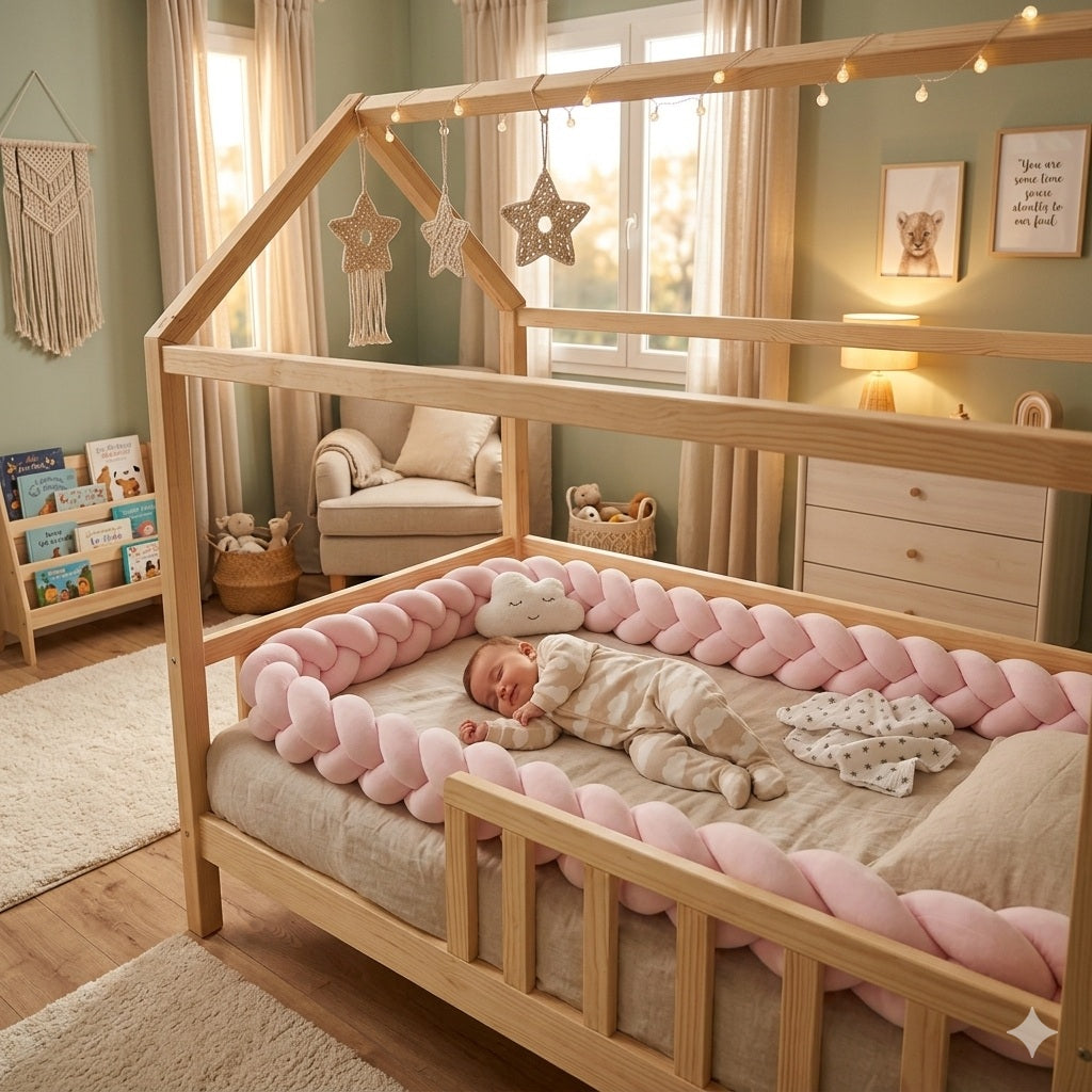 tresses de lit cabane rose chaleureuse